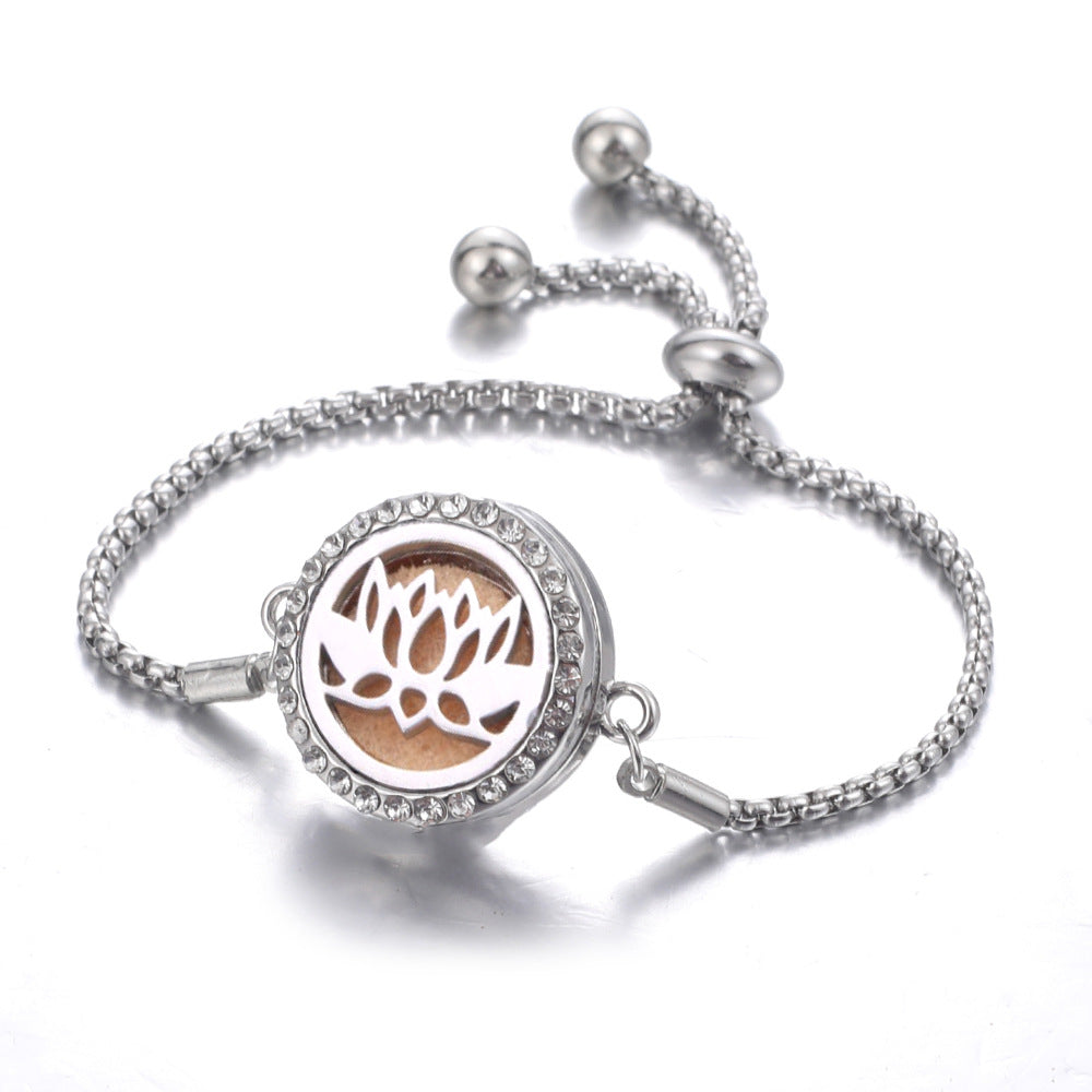 Steel Hollow Oil Lucky Tree Open Box Bracelet