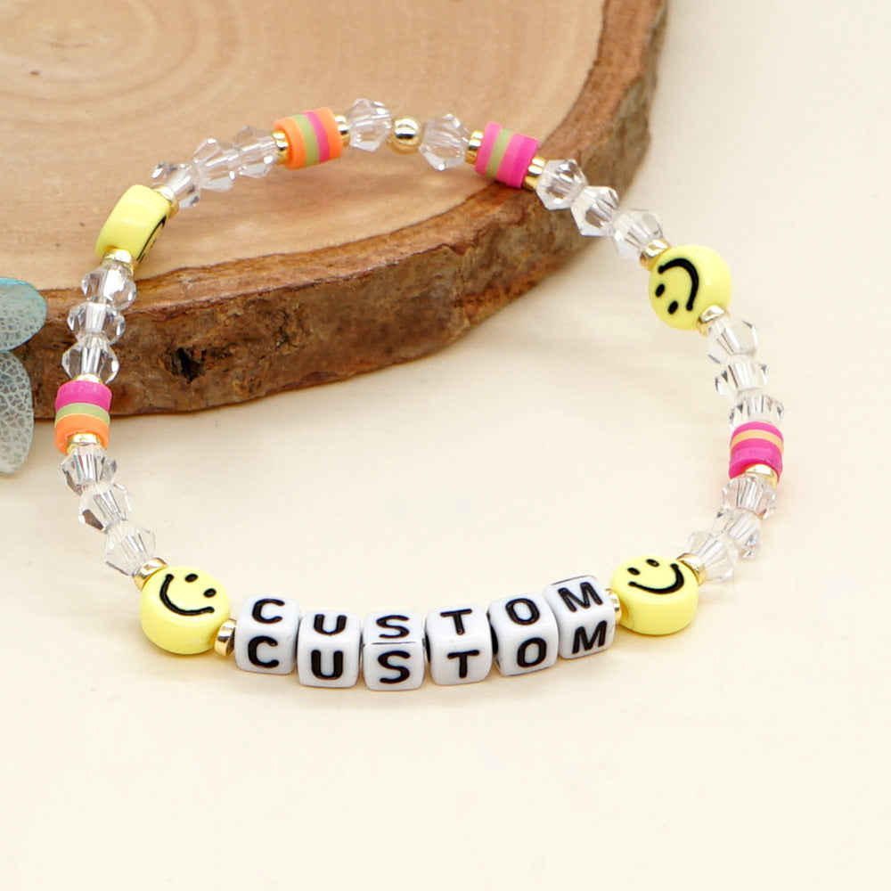 Damen-Kristallperlen, Smiley-Gesicht, handgefertigte Perlenarmbänder