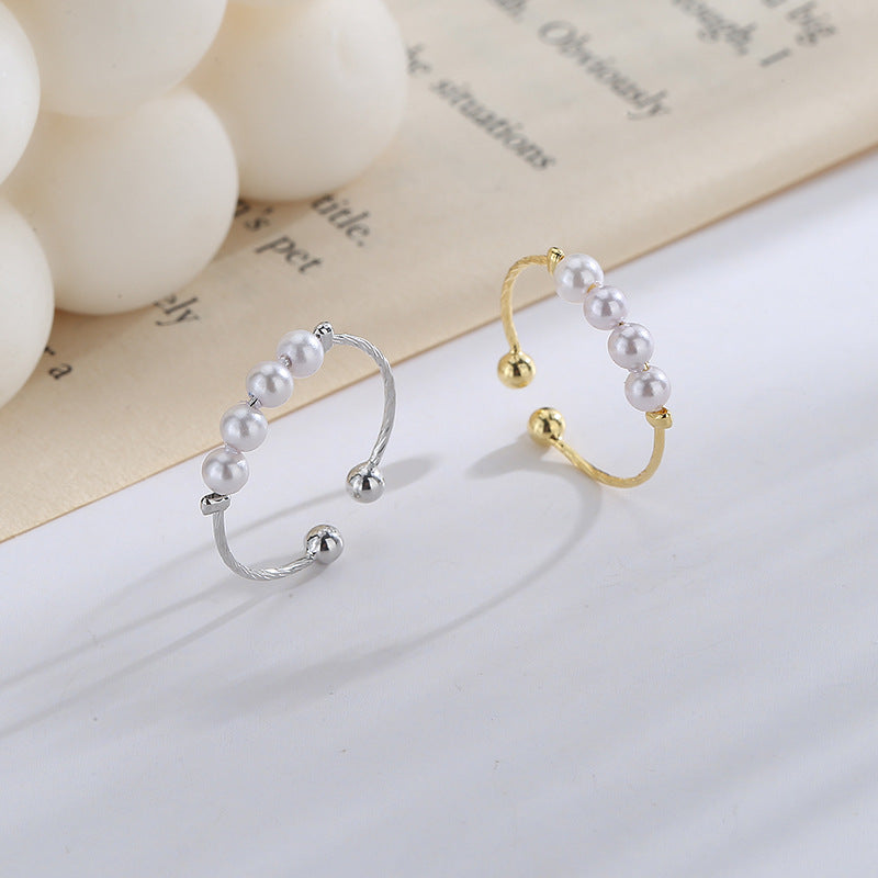 Small Pearl Open Version Simple Design Personalized Cold Ring