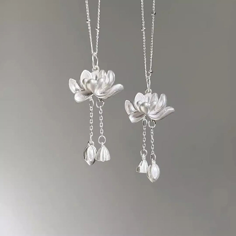 Lotus Tassel Female Chinese Style High Sense Light Luxury Minority Necklaces