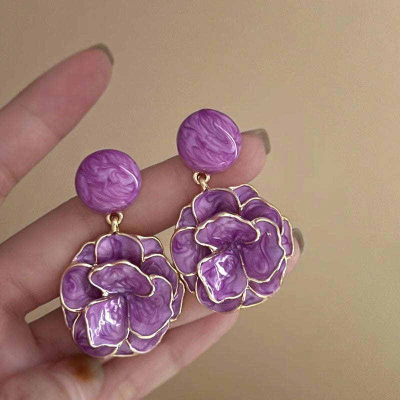 Purple Flower Vintage High-key Dignified Fairy Fashion Stud Earrings