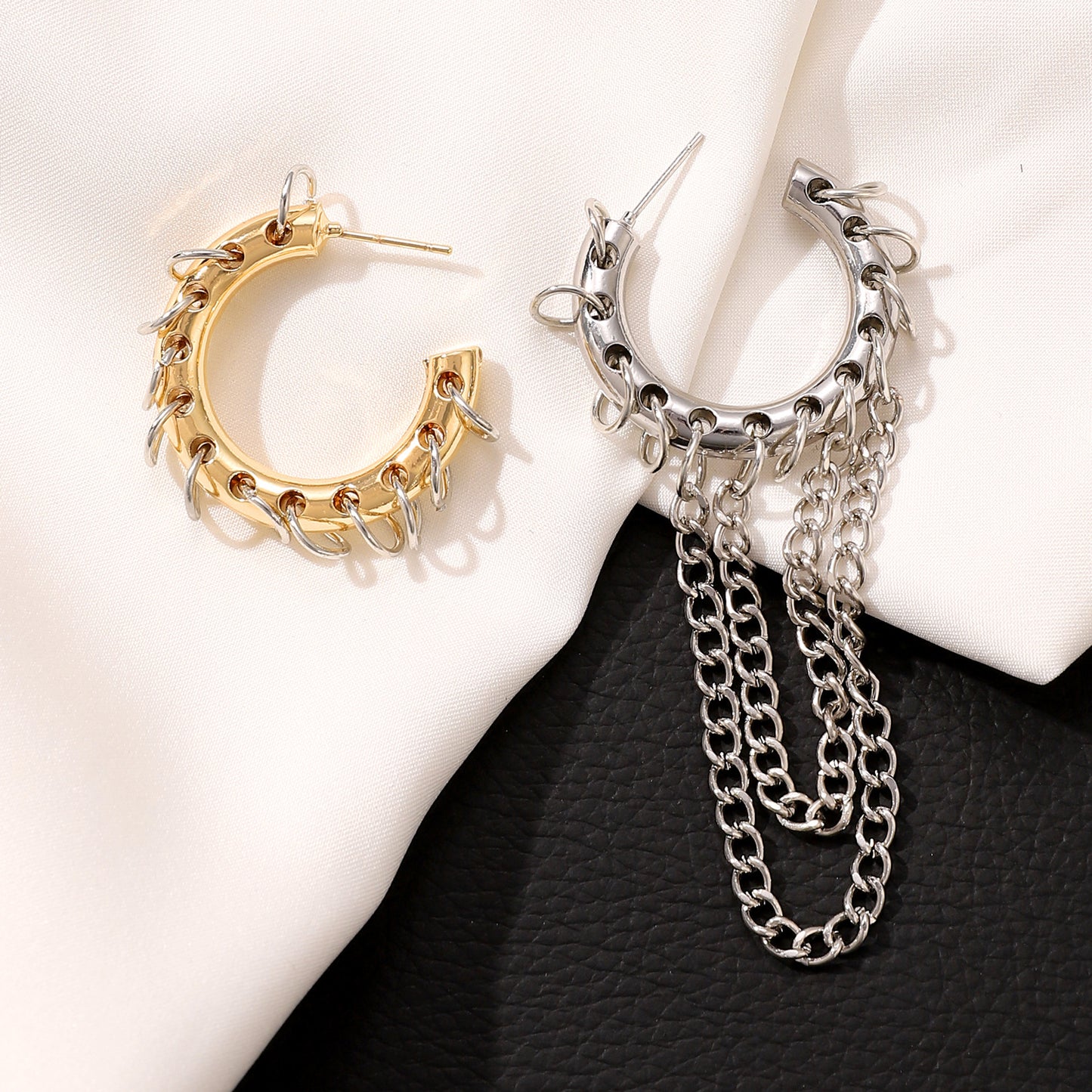 Women's Exaggerated Long Tassel Color Collision Design Ear Senior Versatile Rings