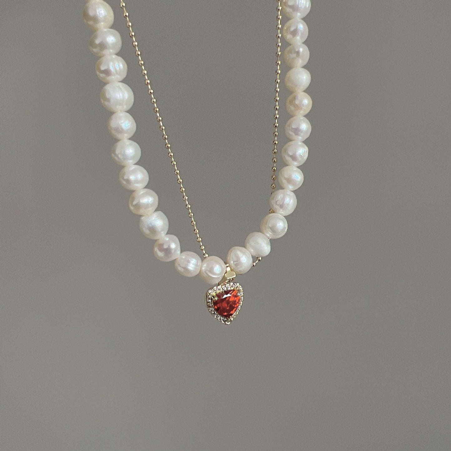 Freshwater Pearl Heart Sweet Grace Cool Hot Clavicle Necklaces