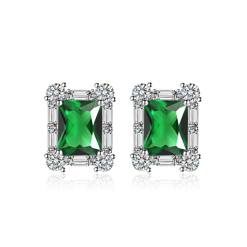 Vintage Emerald Crystal Female Pink Zircon Earrings