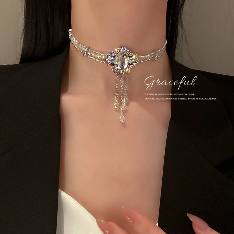 Grandeur Personality Diamond Crystal Bead Clavicle Necklaces