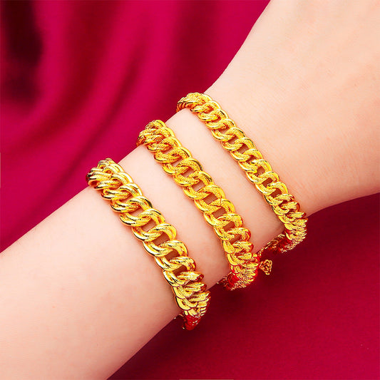 Bracelets plats à larges bords Vietnam Placer Gold Boss pour hommes