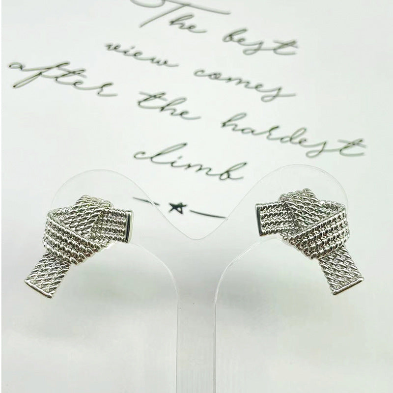 Real Gold Elegant Light Luxury Bow Trendy Stud Earrings