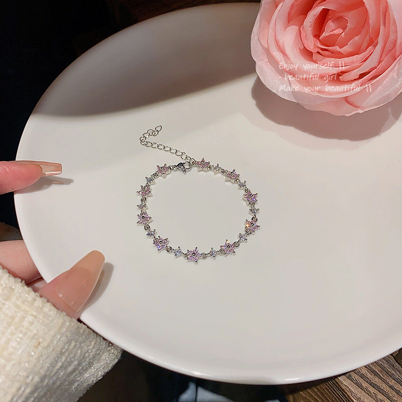 Design Exquisite Pink Zircon Flower Super Bracelets