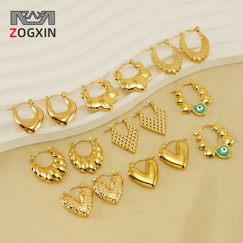 High-grade Stainless Steel Gold-plated Retro Design Earrings