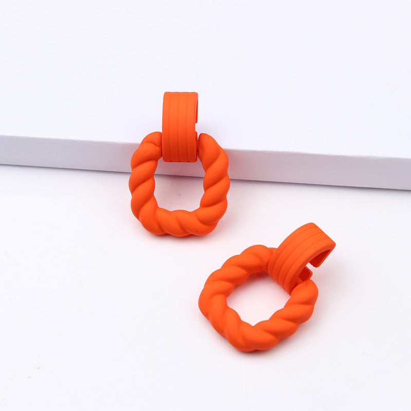 Square Semicircle Stitching Spray Rubber Paint Acrylic Earrings