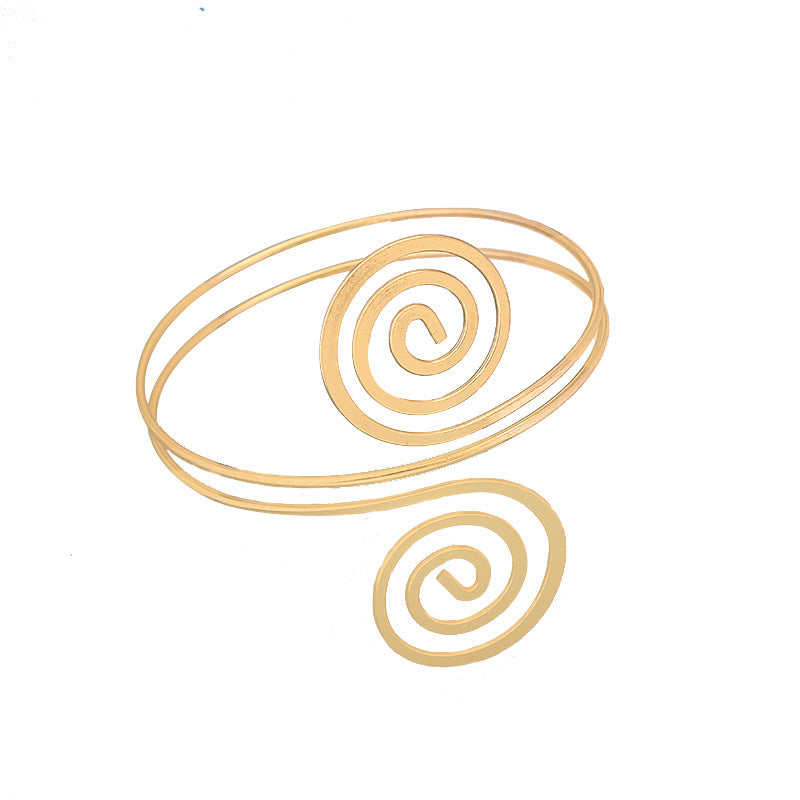 Geometric Spiral Armband Simple Temperament Texture Glossy Metal Arm Bracelet