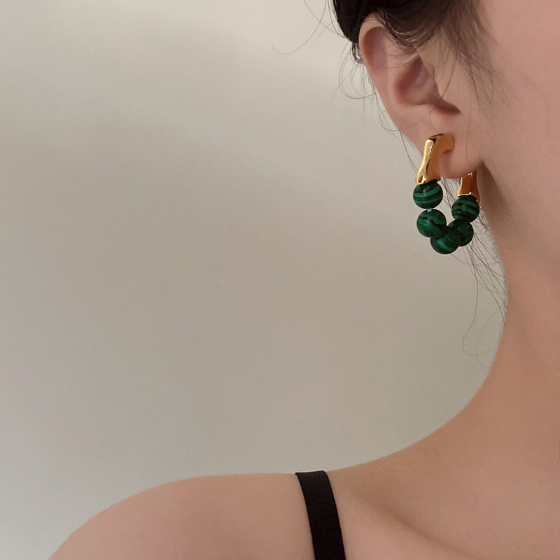 Boucles d'oreilles personnalisées de style givré, Design vert rétro, haut sens