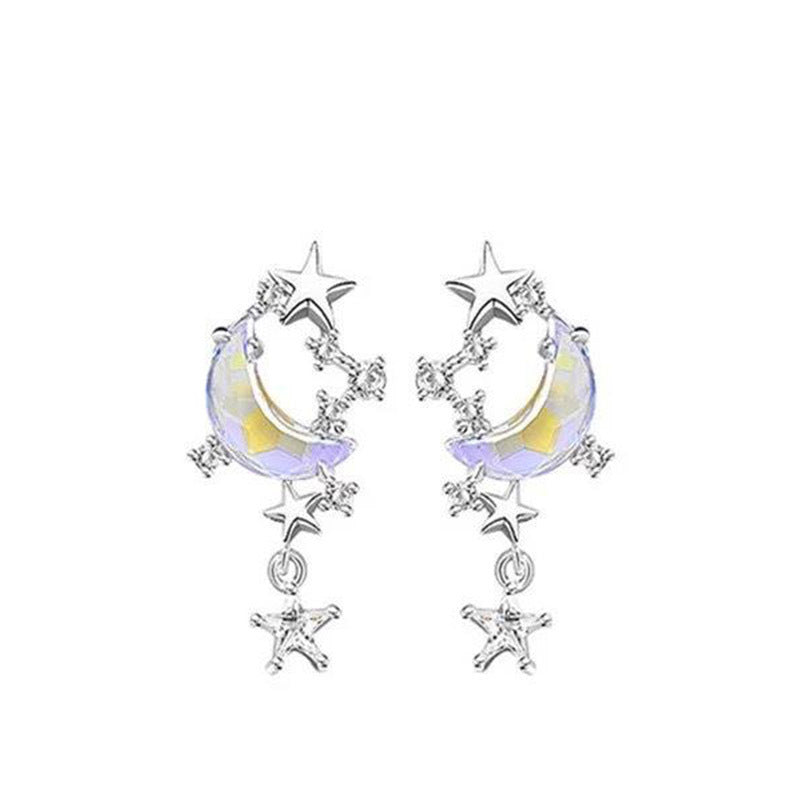 Boucles d'oreilles Star Moon Bright pour femme, haut sens