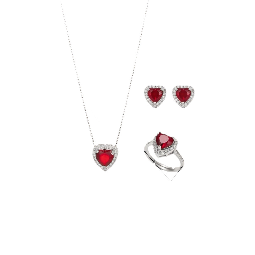 Micro Inlaid Zircon Love Three-piece Female Affordable Luxury Jewelry Set