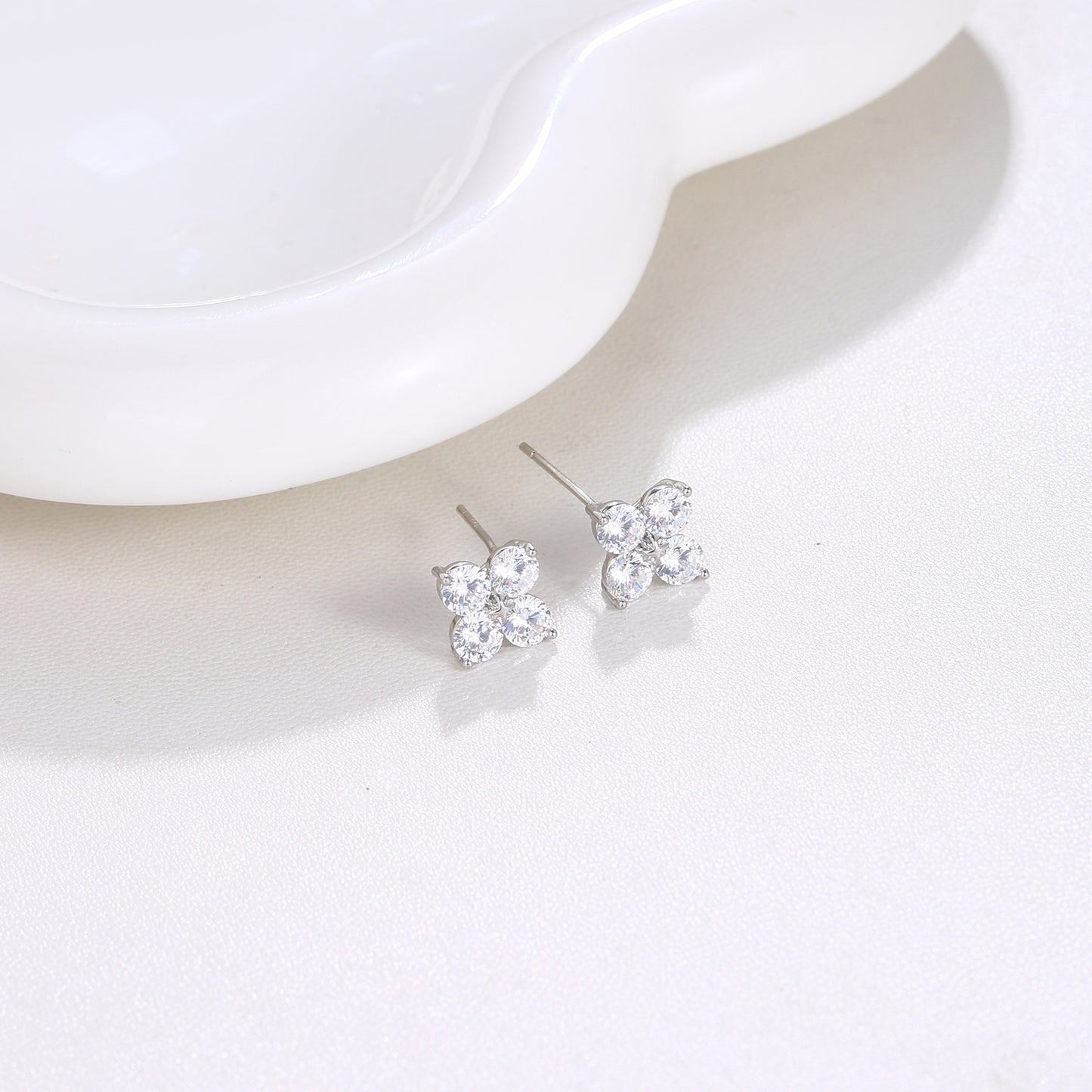 Stars Zircon Ear Fashionable Sier Pin Stud Earrings