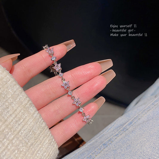 Design Exquisite Pink Zircon Flower Super Bracelets