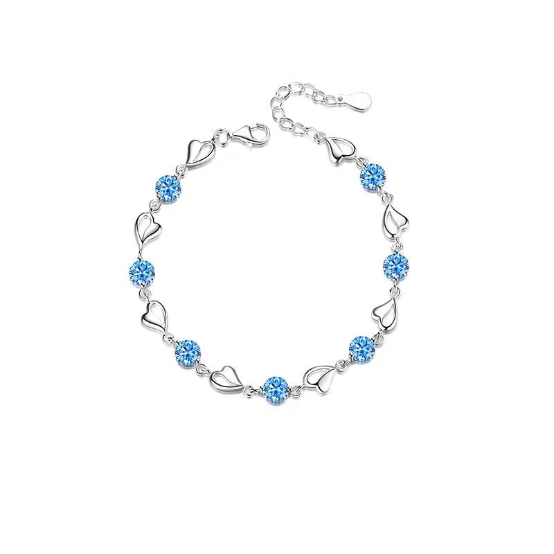 Bracelets de conception coréenne en forme de cœur en cristal autrichien pour femme, cœur océan