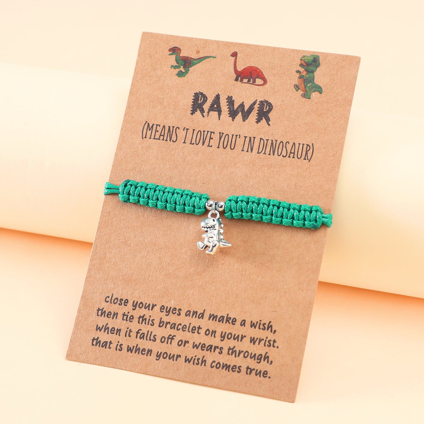 Personality Little Dinosaur Knot Woven Card Bracelets