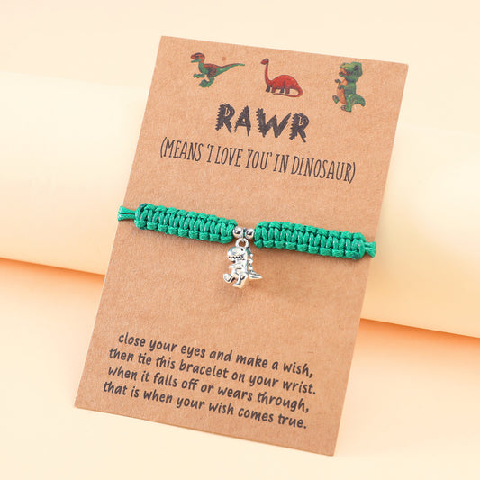 Personality Little Dinosaur Knot Woven Card Bracelets