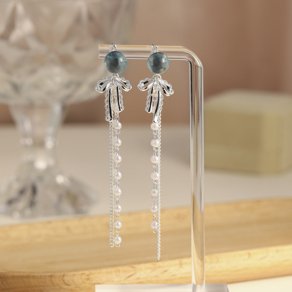 Pearl Tassel Niche Bow Gentle Style Rings
