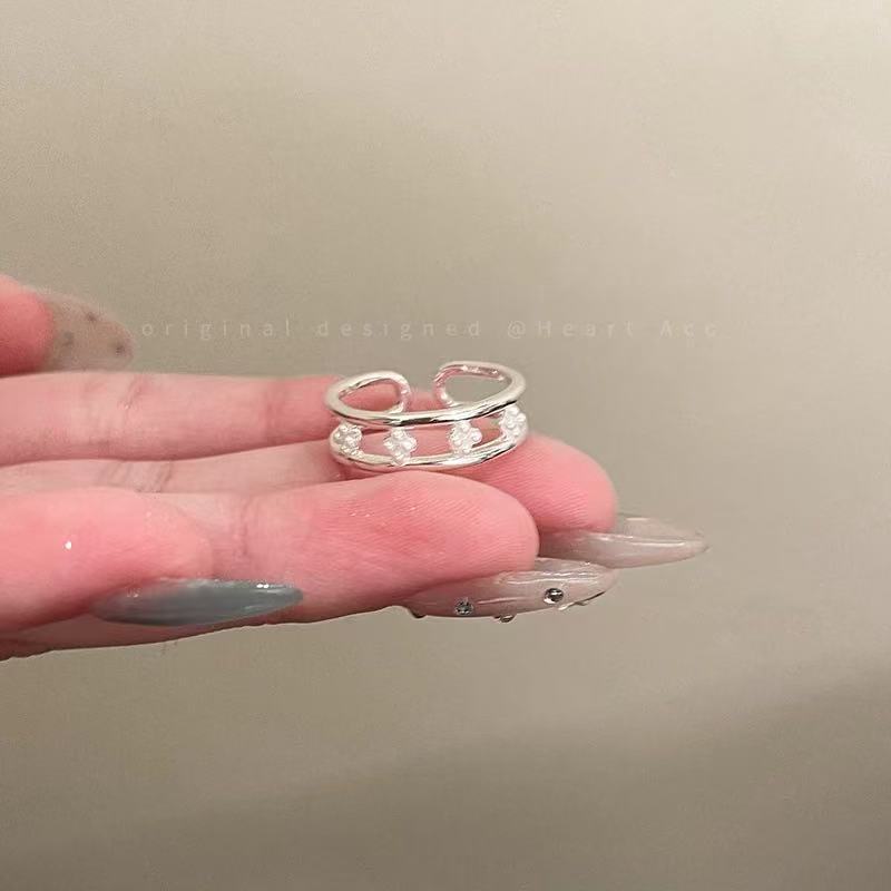 Korean Lace Zircon Flower Light Luxury High Sense Rings