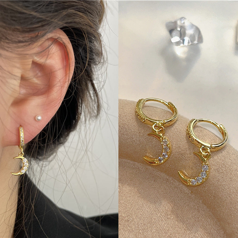 Rhinestone Ear Clip Eardrops Exquisite Sweet Hoop Earrings