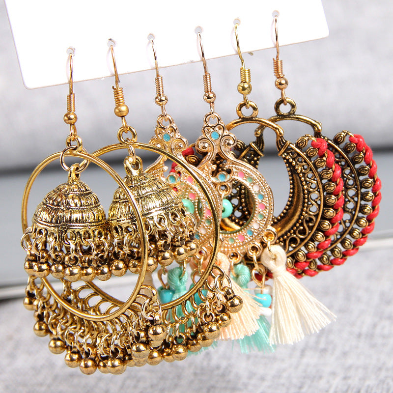 Women's Ornament Alloy Vintage Hand-woven Bell Tassel Rings