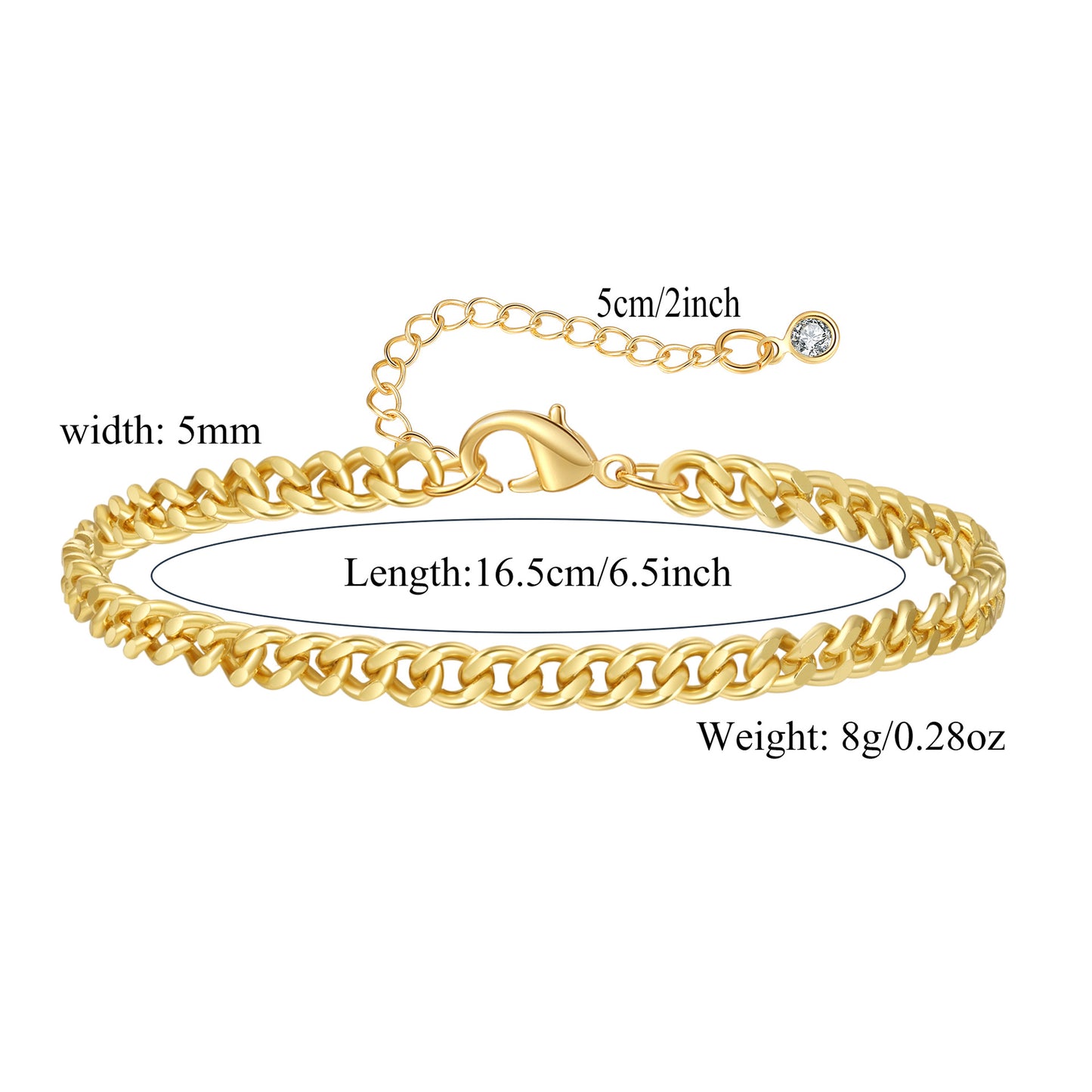 Women's Real Gold Cuban Chain Suit Clip Bracelets