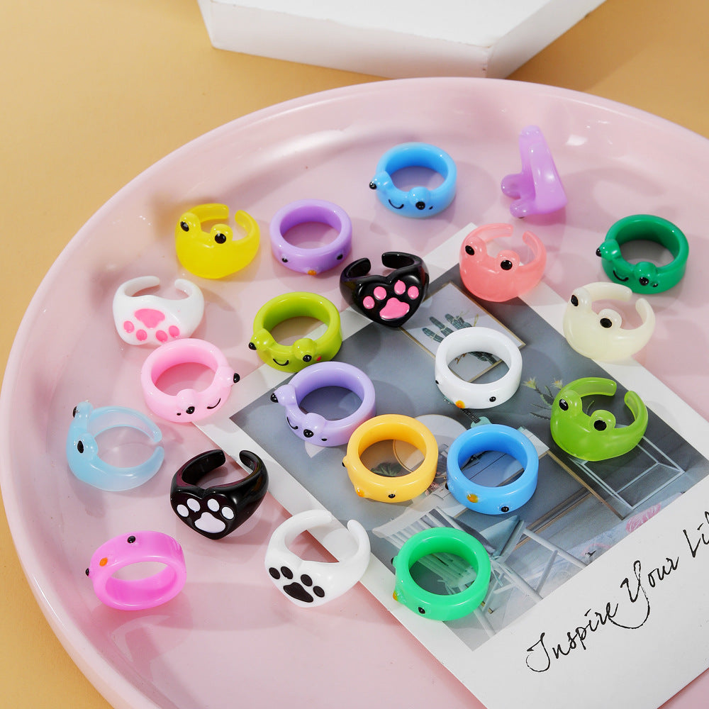 Cartoon Frog Fashion Cute Resin Index Rings