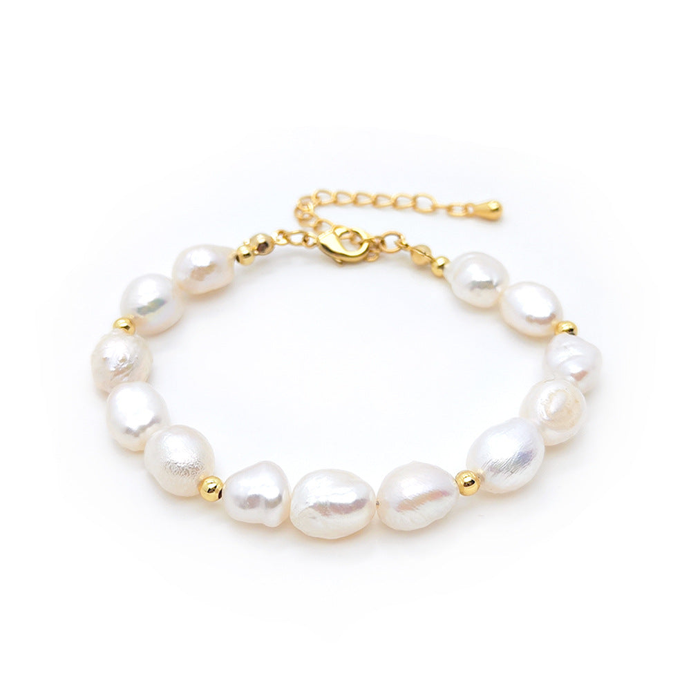 Women's Vacation Style Twin Pig Nose Chain Natural Pearl Bracelets