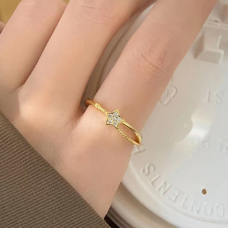 Light Luxury Hollow Star Micro Inlaid Rings