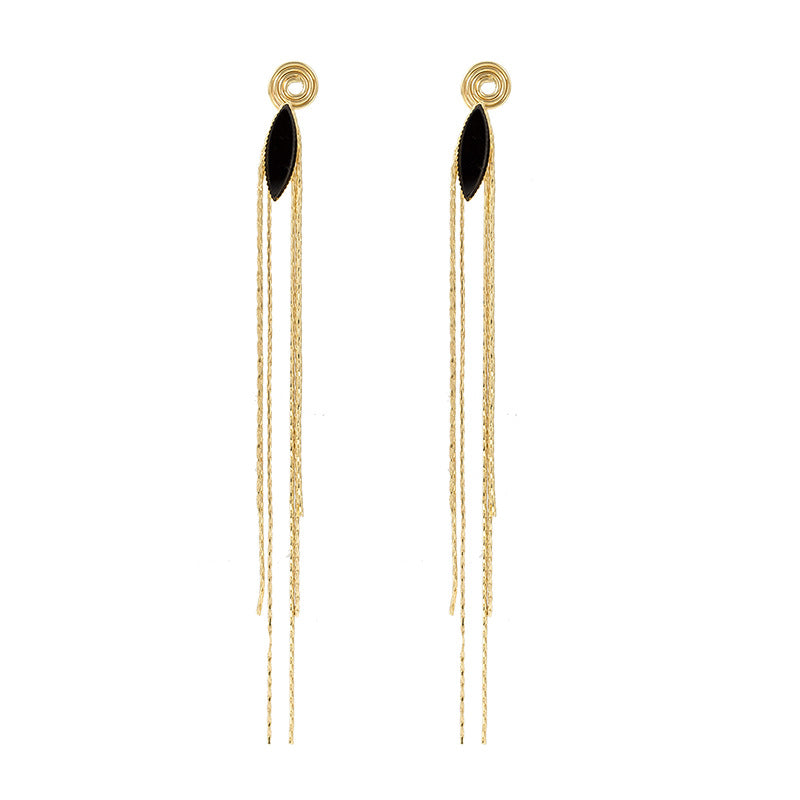 Women's Metal Long Fringe Slimming Light Luxury High-grade Mosquito Coil Earrings