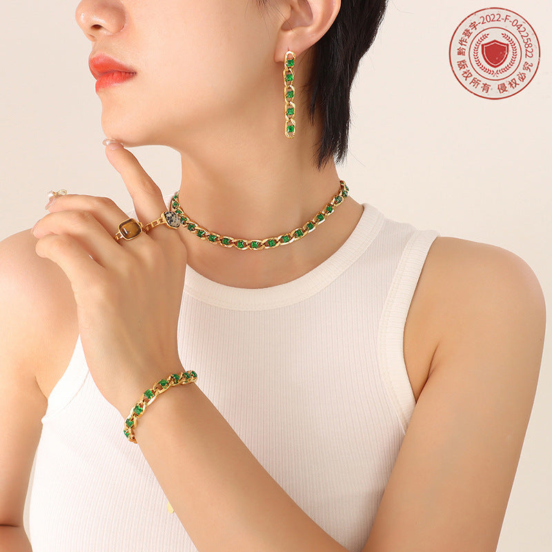 Colorful Zircon Diamond Light Luxury Delicate Jewelry Set