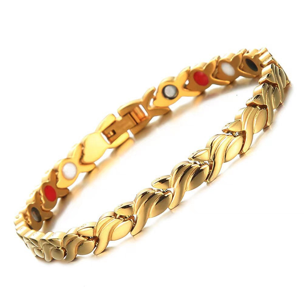 Women's & Men's Magnetic Detachable Trendy Cool Rhinestone Zinc Bracelets