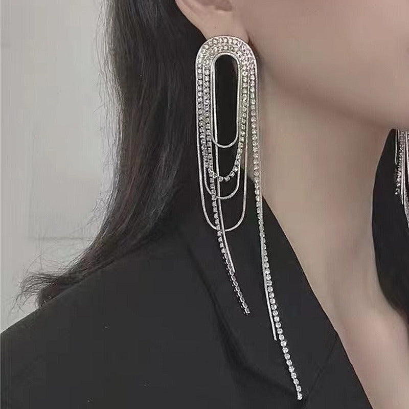 Tassel Long Full Diamond Super Shiny Earrings