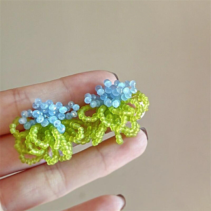 Sier Needle Acrylic Colorful Flower Sweet Earrings