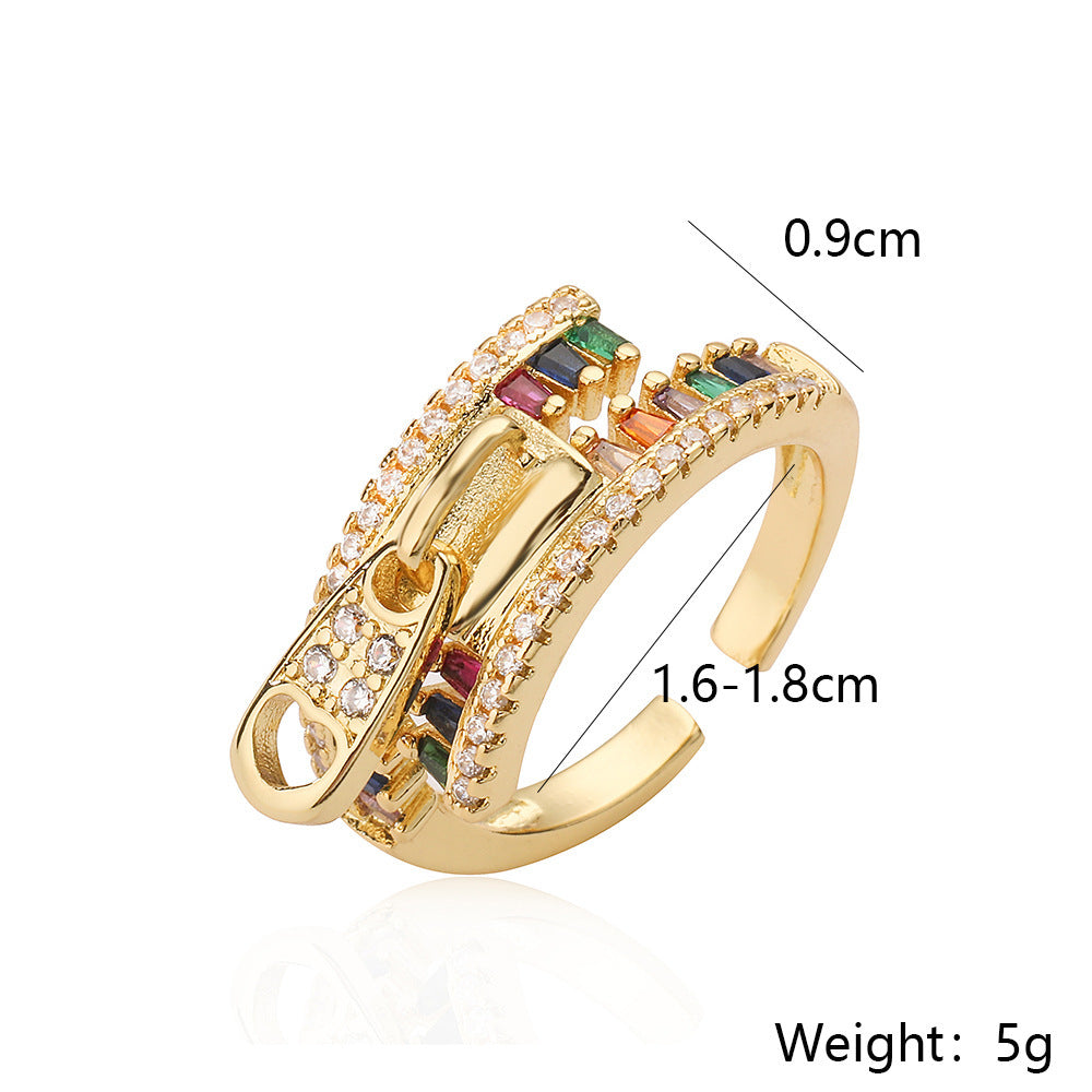 Korean Zircon Female Gold-plated Stylish Opening Niche Ring