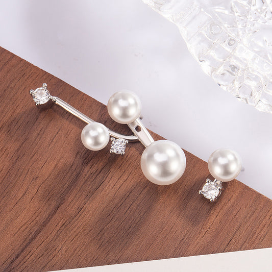 Asymmetric Pearl Star Point Zircon Ear Design Light Luxury Stud Earrings