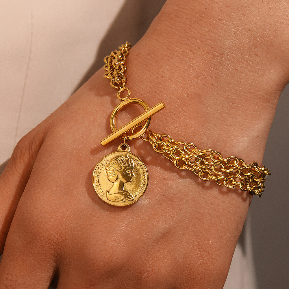 Women's Chain Buckle Beauty Head Hip Hop Bracelet