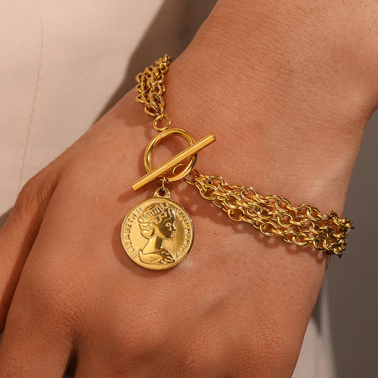 Women's Chain Buckle Beauty Head Hip Hop Bracelet