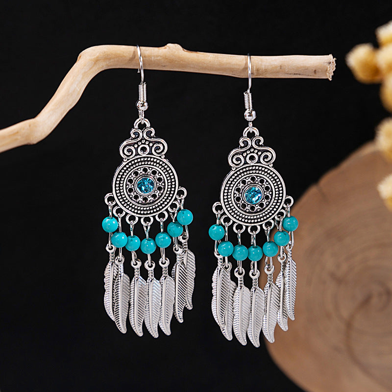 Tassel Turquoise Retro Minority Ethnic Style Earrings