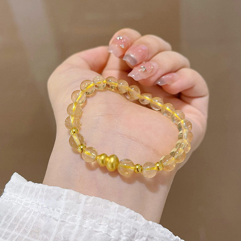 Imitation Natural Citrine Design High Sense Gold Rutilated Bracelet