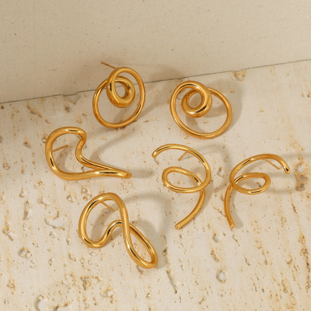 Stainless Steel Female Minority Simple Irregular Earrings