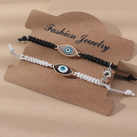 Weaving In Black And White Carrying Strap Devil's Eye Bracelets