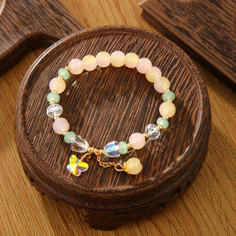 Style Colorful Female String Imitation Jade Material Bracelets