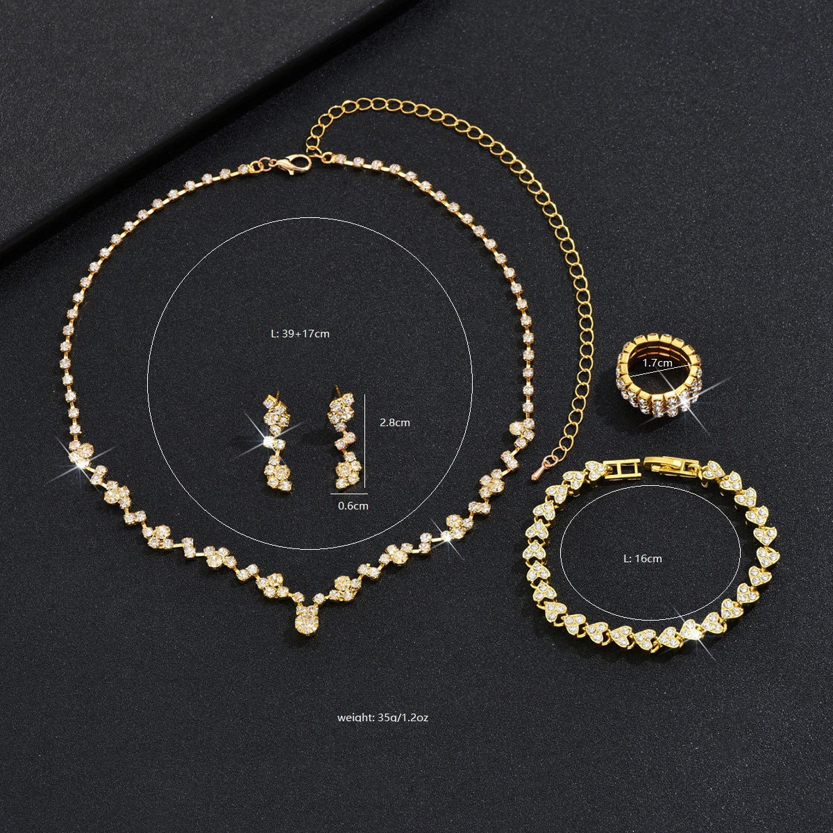 Popular Fashion Simple Bridal Gold Rhinestone Earrings