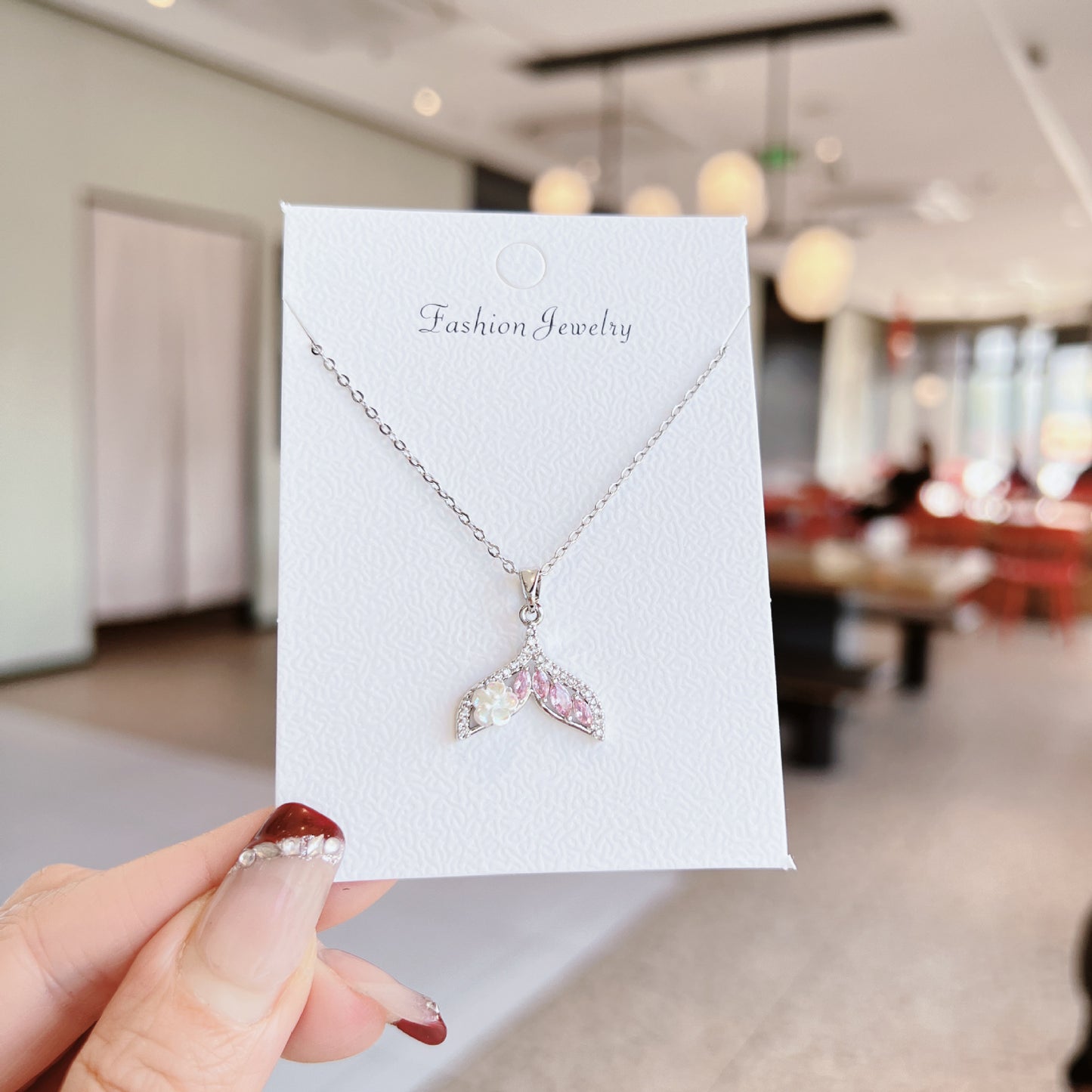 Luxury Sweet Super Pink Flowers Water Drop Female Fully Jeweled Necklace