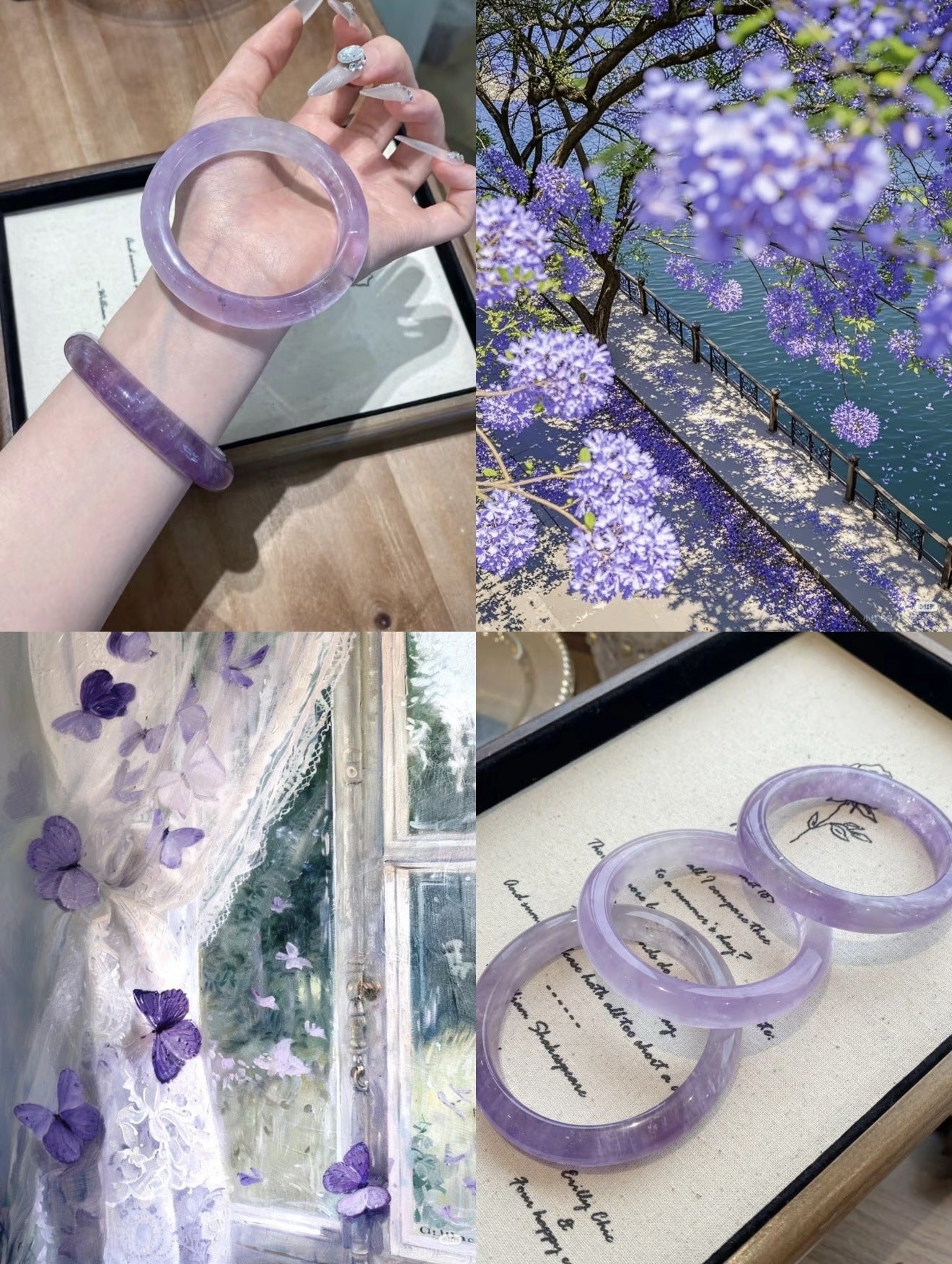 Women's Lavender Purple Jade Lychee Jelly Round Bar Bracelet
