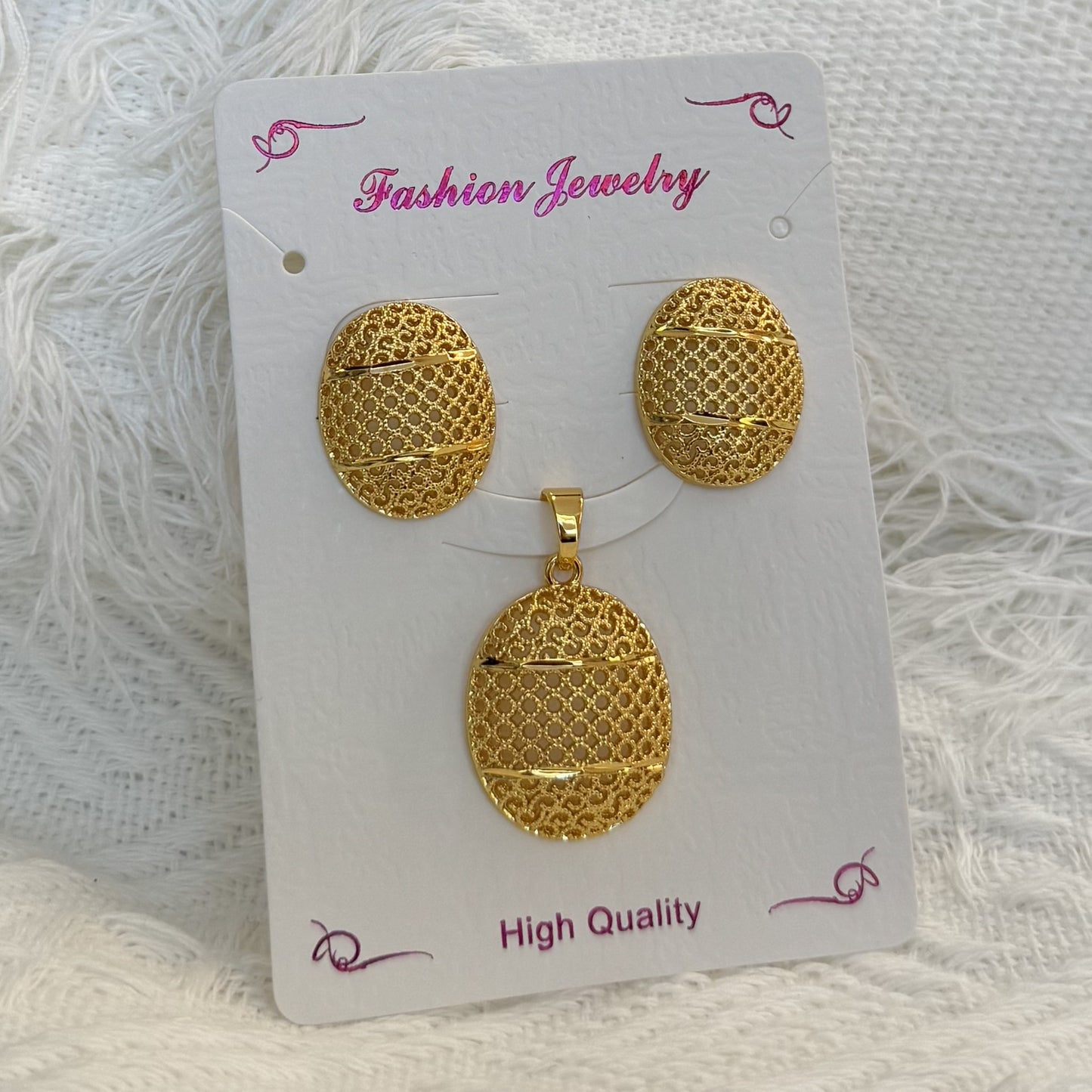 Love Heart Flowers Ear Baroque Gold Fashion Jewelry Set