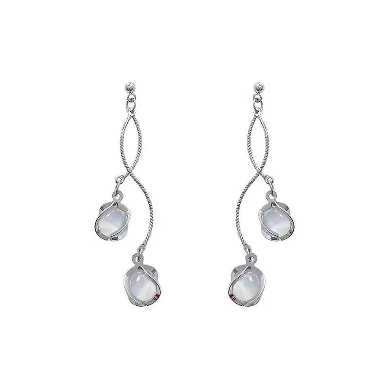 Long Opal High-grade Show Temperamental Personality Fashion Generous Female Earrings